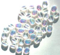 30 12mm Crystal AB Flat Oval Glass Beads